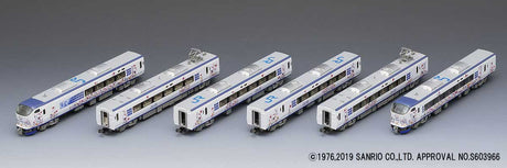 Class 280/281 6-Car Set (1 Power Car) - Standard DC -- Japanese National Railway (Hello Kitty; Butterfly Cartoon Graphics, white)