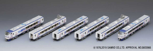 Class 280/281 6-Car Set (1 Power Car) - Standard DC -- Japanese National Railway (Hello Kitty; Butterfly Cartoon Graphics, white)