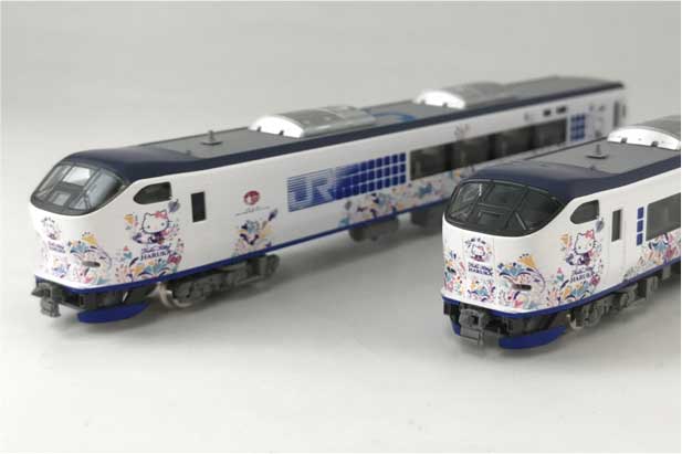 281 Limited Express Haruka Kanzashi 6-Car Train-Only Set - Standard DC -- Japanese Railways (white, blue, gray, Hello Kitty Graphics)-1
