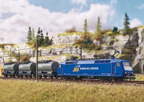 Class 120 Freight Train Starter Set - DCC - Minitrix -- Widmer Railservices WRS Loco, 3 VTG Tank Cars, Track Oval, Wireless Controll-1
