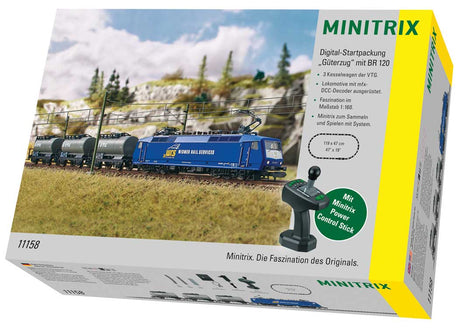Class 120 Freight Train Starter Set - DCC - Minitrix -- Widmer Railservices WRS Loco, 3 VTG Tank Cars, Track Oval, Wireless Controll-3