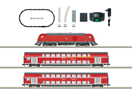 Regional Express Starter Set - Sound and DCC -- German Railroad DBAG Class 245 Loco, 2 Bi-Level Cars, Track Oval, Mobile Sta-2