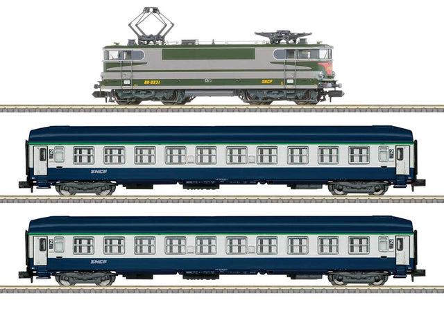 French State Railways SNCF Express Train Digital Starter Set - Sound and DCC -- Class BB 9231 Electric, 2 B9c9x Cars, Track Oval, Mobile Station Controller