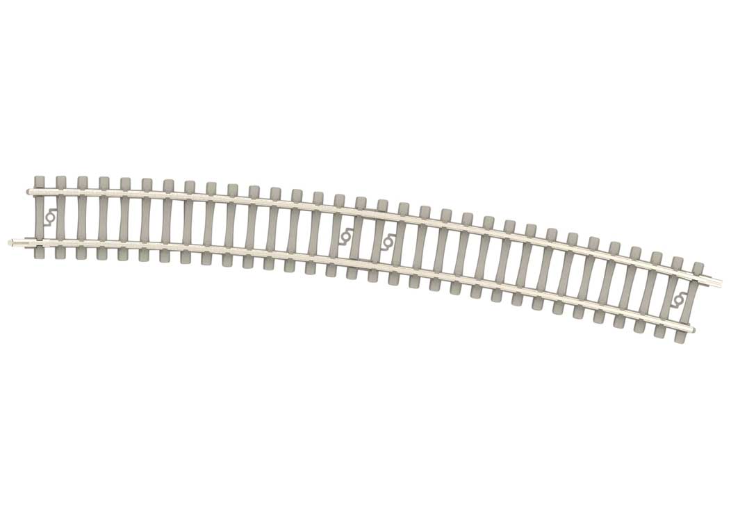 Code 60 Curved Track Section - Nickel Silver Rail, Concrete Ties -- 19-3/8"  492.6mm Radius 5 - 15 Degrees pkg(10)