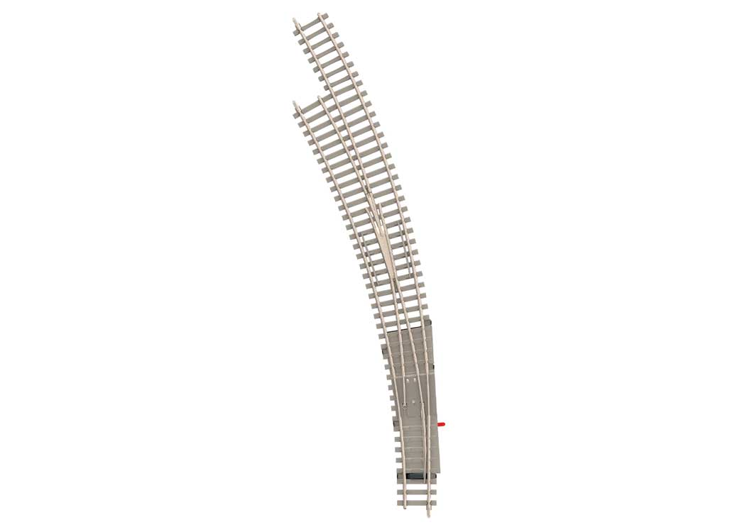 Code 60 Curved Manual Turnout w/Concrete Ties -- Left Hand, 30 Degree R3/R4 329/362.6mm Radius Curves