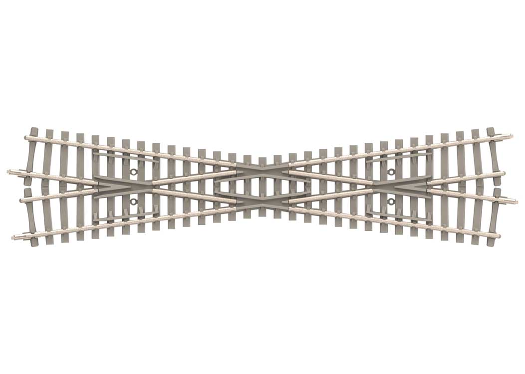 Code 60 15 Degree Crossing w/Concrete Ties -- 5-1/8"  129.8mm