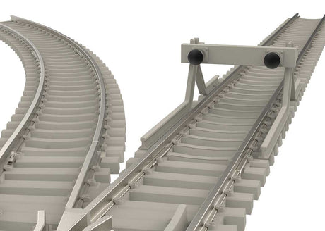 Code 60 Straight Bumper Section - Nickel Silver Rail, Concrete Ties -- 2"  50mm-5