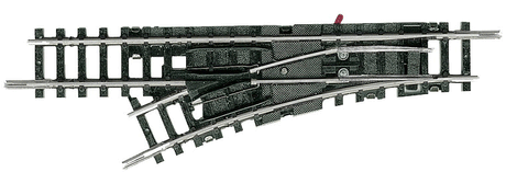 Minitrix Code 80 Manual Turnout -- Left Hand w/R1 24 Degree Diverging Route & R1 6 Degree Add-On Section