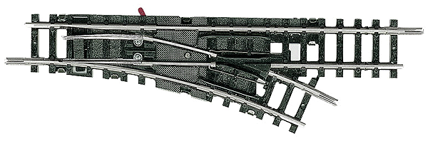 Minitrix Code 80 Manual Turnout -- Right Hand w/R1 24 Degree Diverging Route & R1 6 Degree Add-On Section