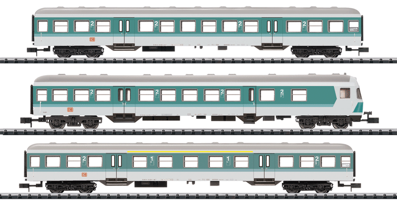 Regional Express 3-Car Passenger Set - Ready to Run - Trix Exclusiv -- German Federal Railway (Era V; white, blue, green, silver)