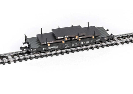 Type Sa 705 Heavy-Duty Flatcar with Steel Load - Ready to Run - Minitrix -- German Federal Railway (Era IV, black)-1