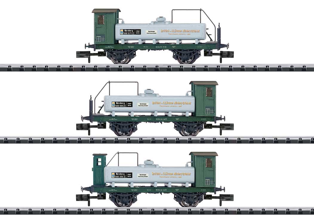Spirits Car 3-Pack - Ready to Run - Minitrix -- Royal Bavarian State Railroad K.Bay.Sts.B. (Era I, green, gray)
