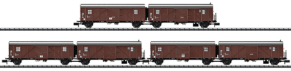 Minitrix Type Hrs-z 330 LCL 2-Unit Boxcar 3-Pack - Ready to Run -- German Federal Railway (Era IV, Boxcar Red)