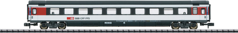 Type Bpm EuroCity 2nd Class Coach - Ready to Run - Minitrix -- Swiss Federal Railways SBB/CFF/FFS (Era VI 2018; black, white, red)