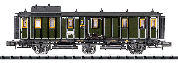 Minitrix Type Pw 3-Axle Baggage Car w/Conductor's Cupola - Ready to Run -- Royal Bavarian State Railroad K.Bay.Sts.B. (Era I, green)