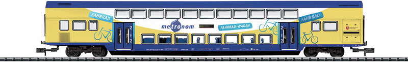 Type DBdpza 2nd Class Bi-Level Coach - Ready to Run - Minitrix -- Metronom Railroad Company (Era VI 2007; yellow, white, blue; Bike Car)