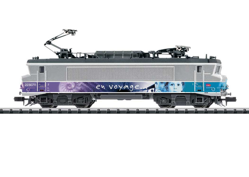 Class BB 22200 Electric - Standard DC - Minitrix -- French State Railways SNCF 22307R (Era IV En Voyage; gray, blue, purple)