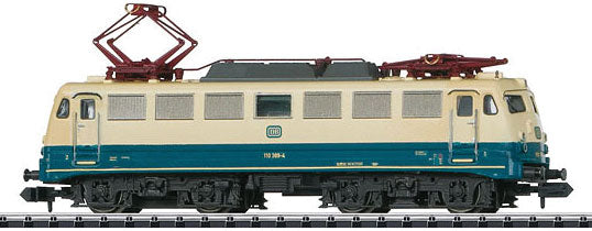 Class 110 Electric Pants Crease Ends w/Sound & DCC - Minitrix -- German Federal Railway #110 389-4 (Era IV; Ocean Blue, Ivory)