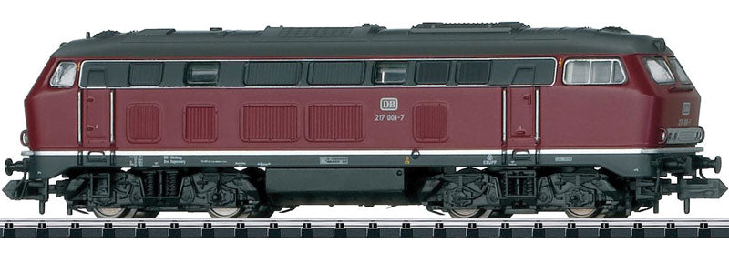 Class 217 Diesel - Standard DC - Minitrix -- German Federal Railway #217 001-7 (Era IV 1983; red, gray)
