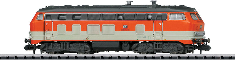Class 218 Diesel - Sound and DCC-SX - Minitrix -- German Federal Railway #218 143-6 (Era IV, City-Bahn; orange, Ivory, gray)-1