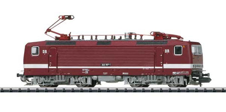 Class 243 Electric - Sound and DCC-SX - Minitrix -- German State Railroad DR 243 357-1 (Era IV, red, white, gray)-1