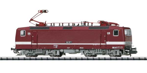 Class 243 Electric - Sound and DCC-SX - Minitrix -- German State Railroad DR 243 357-1 (Era IV, red, white, gray)-1