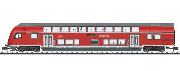 Type DBpbzfa 765.5 Bi-Level Cab Car w/DCC Lights - Ready to Run - Minitrix -- German Railroad DB AG (Era VI 1993, Regio, red, gray, white)