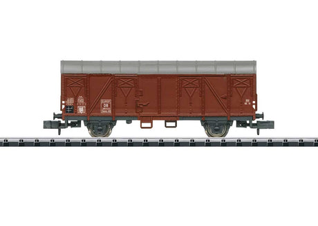 Type Gmms 40 Boxcar - Ready to Run - Minitrix -- German Federal Railroad DB (Era III, Boxcar Red, gray)