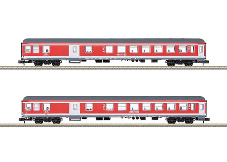 2 Type Bduu 497.2 Commuter Cars - Ready to Run - Minitrix -- German Railroad DB AG Murg Valley Recreation (Era VI 2022, red, gray, white)-1