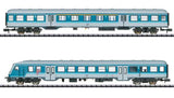 Type ABnrz 1st/2nd Class Coach & Type 480.1 Cab Car - Ready to Run - Minitrix -- Company for Vehicle Technology GfF (Era VI 2022, blue, gray)-1
