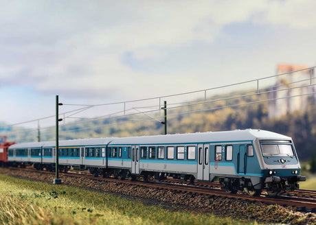 Type ABnrz 1st/2nd Class Coach & Type 480.1 Cab Car - Ready to Run - Minitrix -- Company for Vehicle Technology GfF (Era VI 2022, blue, gray)-2