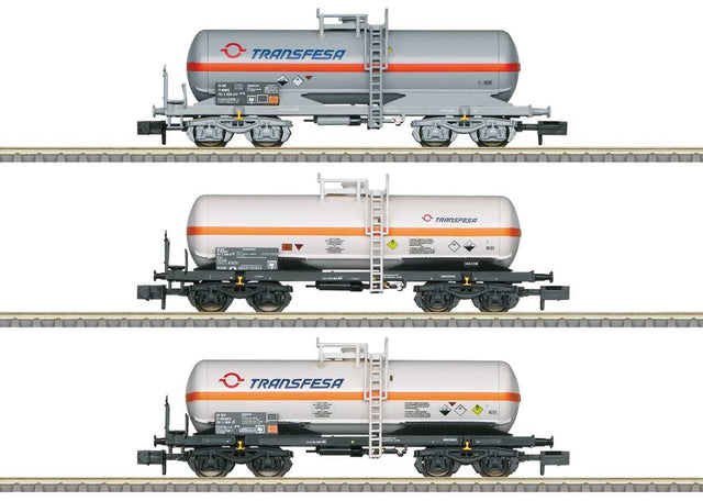 4-Axle Tank Car 3-Pack - Ready to Run - Minitrix -- Transfesa (Era V 2000, 2 Schemes)-1