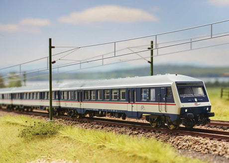 Replacement Train Commuter Cab Car & Coach 3-Car Set - Ready to Run - Minitrix -- Train Rental, Inc. TRI (Era VI 2021, blue, white, red, silver)-2