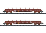 Type Uas Stake Flatcar with Rail Load 2-Pack - Ready to Run -- French State Railways SNCF (Era VI 2012, Boxcar Red)-2