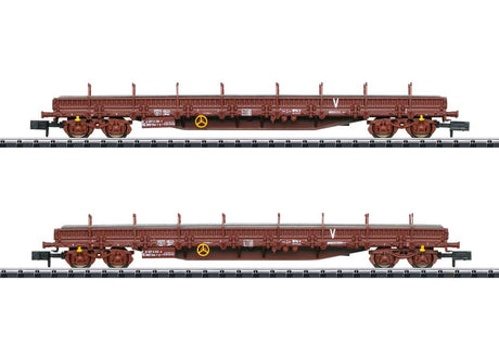 Type Uas Stake Flatcar with Rail Load 2-Pack - Ready to Run -- French State Railways SNCF (Era VI 2012, Boxcar Red)-2