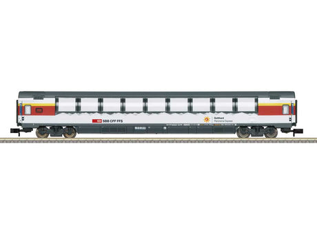 Type Amp 61 EuroCity 1st  Class View Coach - Ready to Run - Minitrix -- Swiss Federal Railways SBB/CFF/FFS (Era VI 2026, white, black, red)