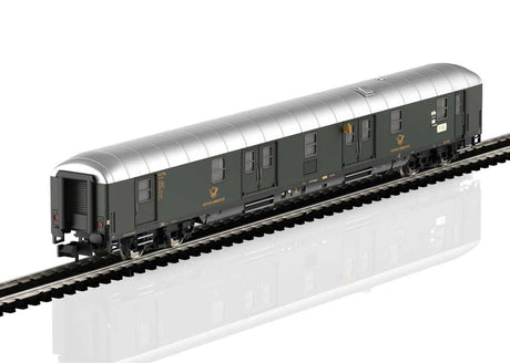 Type Post 4mg-bI/26 Mail Car - Ready to Run -- German Federal Postal System DBP (Era III 1963, green, silver)-1