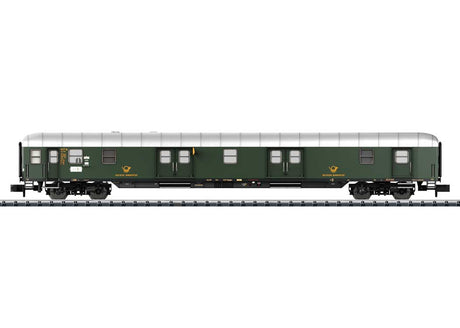 Type Post 4mg-bI/26 Mail Car - Ready to Run -- German Federal Postal System DBP (Era III 1963, green, silver)-2
