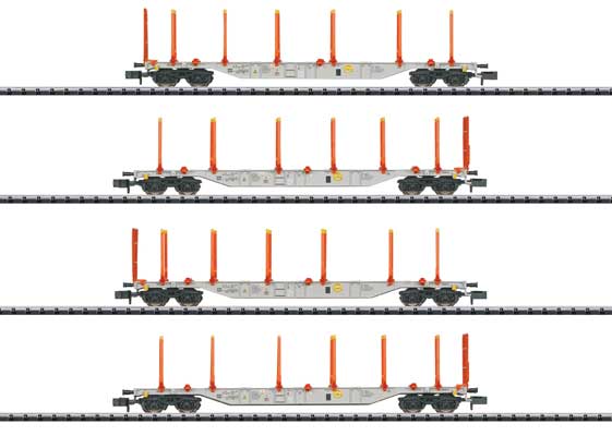 Type Sgns KLV Flatcar w/Log Bunks 4-Pack - Ready-to-Run -- AAE Cargo (Era VI 2014, gray, orange)
