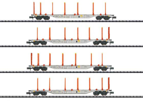 Type Sgns KLV Flatcar w/Log Bunks 4-Pack - Ready-to-Run -- AAE Cargo (Era VI 2014, gray, orange)