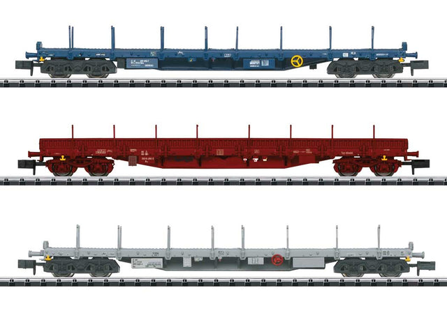 Type Rnss Flatcar 3-Pack - Ready to Run -- 2 Luxembourg State Railroad CFL & Belgian State Railroad SNCB Cars