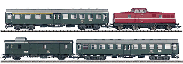 Diesel Passenger Bamberg Commuter Train, Era IV, Powered w/DCC/SX -- German Federal Railway - Class 280 Loco, 2 Coach Cars, 1 Baggage Car