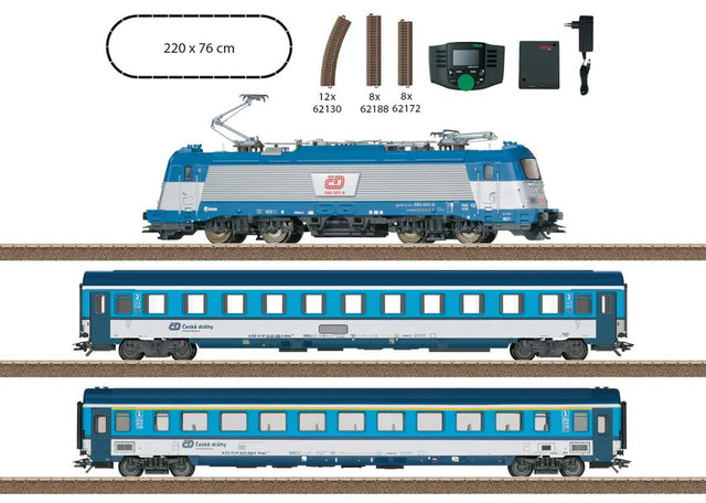 Czech State Railroad CD Passenger Train Starter Set - Sound and DCC -- Class 380 Electric, 2 Cars, Track Oval, Command Station