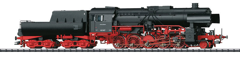 Class 42 2-10-0 with Tub-Style Tender - Stnadard DC -- German Federal Railway #42 1417 (Era IIIa 1950; black, red)