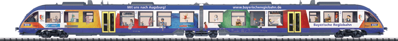 LINT 41 Class 648.2 Diesel Railcar Set w/Sound & DCC -- Bavarian Regiobahn BRB (Era VI, Puppenkistenzug/Puppenkiste Marionette Theat