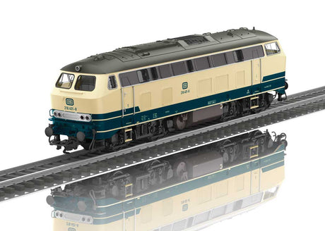 Class 218 Diesel - Sound and DCC -- German Federal Railroad DB #218 401-8 (Era IV 1976, ivory, Ocean Blue)-1