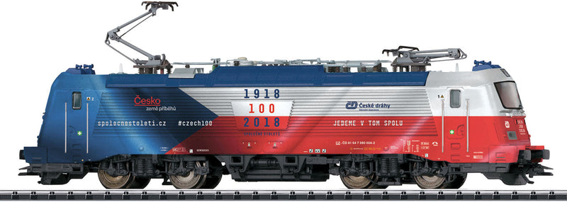 Skoda Type 109 E Class 380 Electric Locomotive with Sound & DCC -- Czech State Railroad CD #380 004-2 (Era VI 2019; Anniversary Blue, red, whit