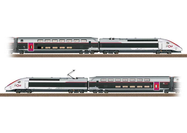 TGV INOUI High-Speed Train-Only Set - Sound and DCC -- French State Railways SNCF #4713 (Era VI 2025, black, gray, white, red)