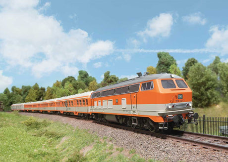 Class 218 Diesel - Sound and DCC -- German Federal Railroad DB #218 140-2 (Era IV, orange, cream, gray)-4