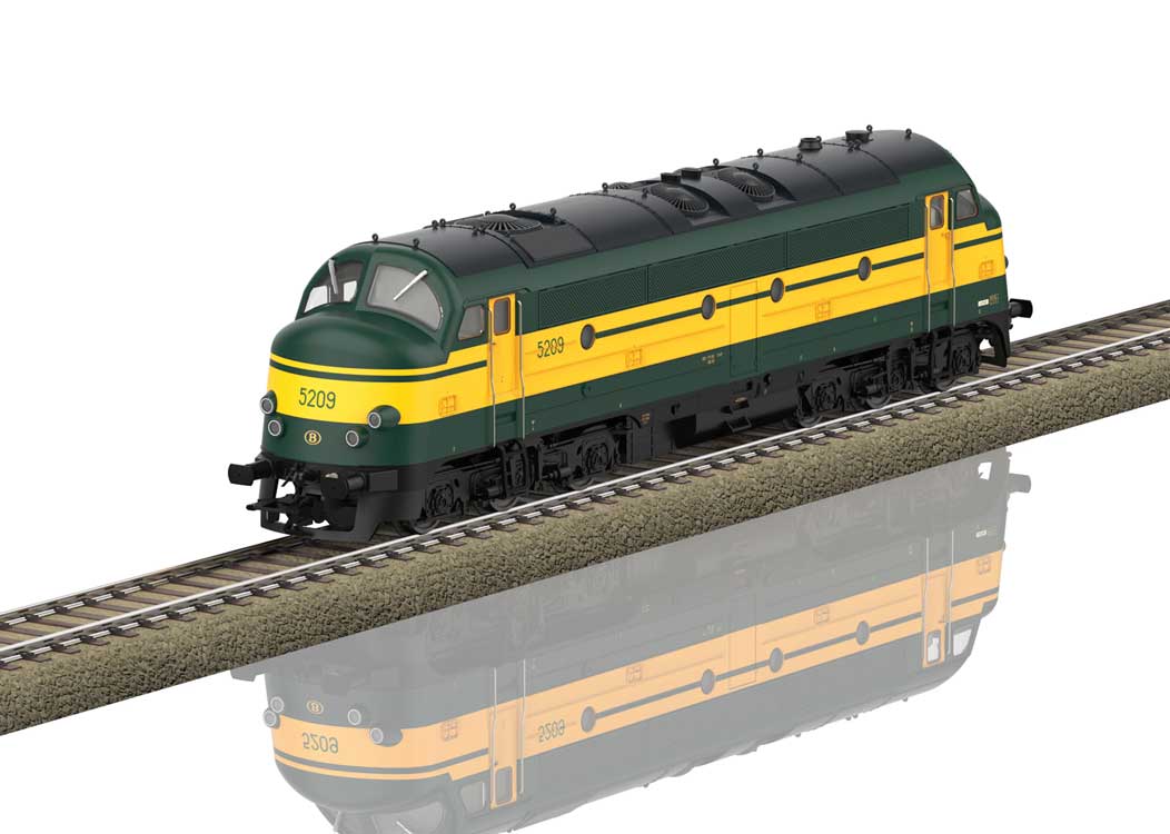 Class 52 Diesel - Sound and DCC -- Belgian State Railways SNCB/NMBS #5209 (Era IV, green, yellow)-1